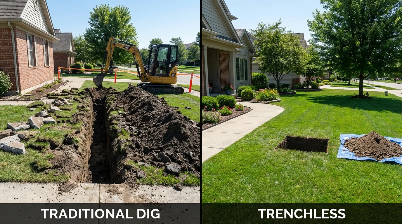 Trenchless sewer repair with minimal yard damage versus traditional excavation in Independence, OR